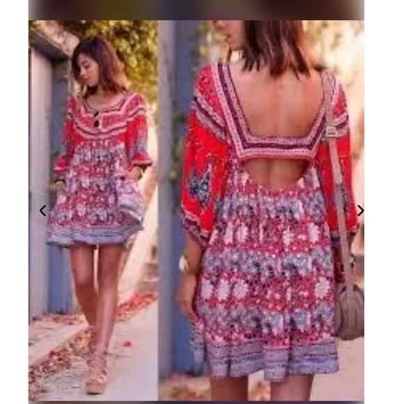 new with tag Free people size Large boho Bohemia Red Patterned woman's Dress - Picture 14 of 14